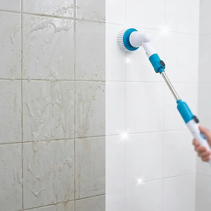 Perie Electrică de Curățat Hurricane Spin Scrubber – 3 Capete Interșchimbabile, 300 RPM, Mâner Extensibil, Fără Fir, Acumulator Reîncărcabil, Rezistentă la Apă, Ideală pentru Baie și Bucătărie [4]