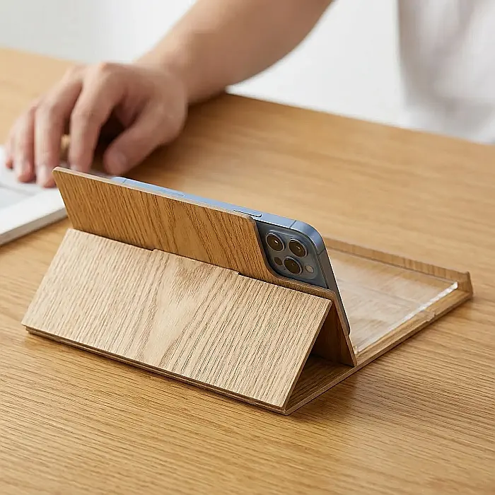 Suport Telefon EDAR cu Amplificator de Imagine 3D – Ecran 12 inch, Lupă pentru Smartphone, Protecție Ochi, Ideal pentru Filme și Jocuri, Design Portabil, Maro/Bej [4]