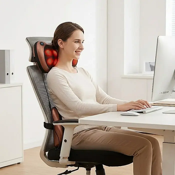 Pernă de Masaj Circulară pentru Gât, Spate, Fese și Picioare – Funcție de Încălzire 20W, 4 Capete de Masaj, Terapie Magnetică, Adaptor Auto Inclus și Design Ergonomic: Relaxare Profundă și Revitalizar [3]
