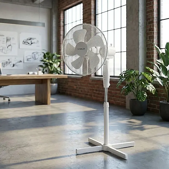 Ventilator de Podea cu 5 Elice – 3 Viteze, Oscilație Reglabilă, Plasă de Protecție Densă și Design Stabil: Răcorire Puternică, Flux de Aer Uniform și Confort Termic pentru Acasă sau Birou [3]