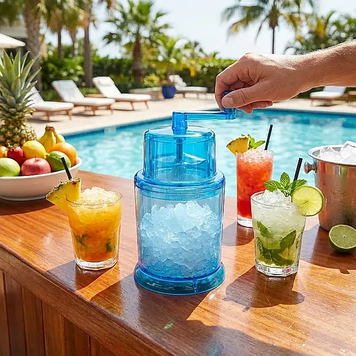 Răzătoare Manuală pentru Gheață – Zdrobitor Profesional pentru Cocktailuri, Smoothie-uri și Deserturi, Lame din Inox Durabile, Sistem cu Manivelă și Design Compact Portabil: Răcorire Instantanee și Ef [3]