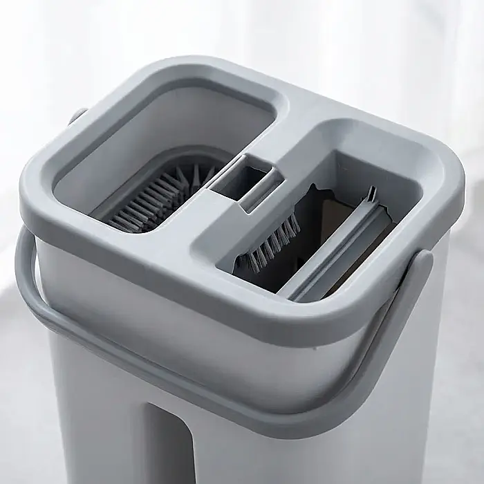 Mop Leexo Scratch Flat cu Două Cuve Separate – Sistem de Autocurățare, 2 Capete Microfibră, Uscare Rapidă și Mâner Segmentabil: Curățenie Impecabilă pe Orice Suprafață [3]