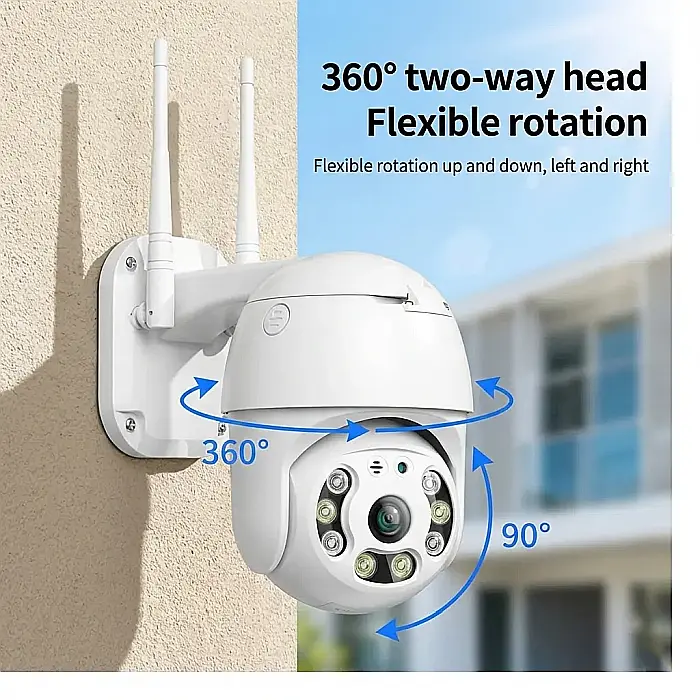 Cameră de Supraveghere Video Exterioară WiFi 4K – IP66 Rezistentă la Apă, Viziune Nocturnă Panoramică 360°, Audio Bidirecțional și Urmărire Mișcare Inteligentă [3]