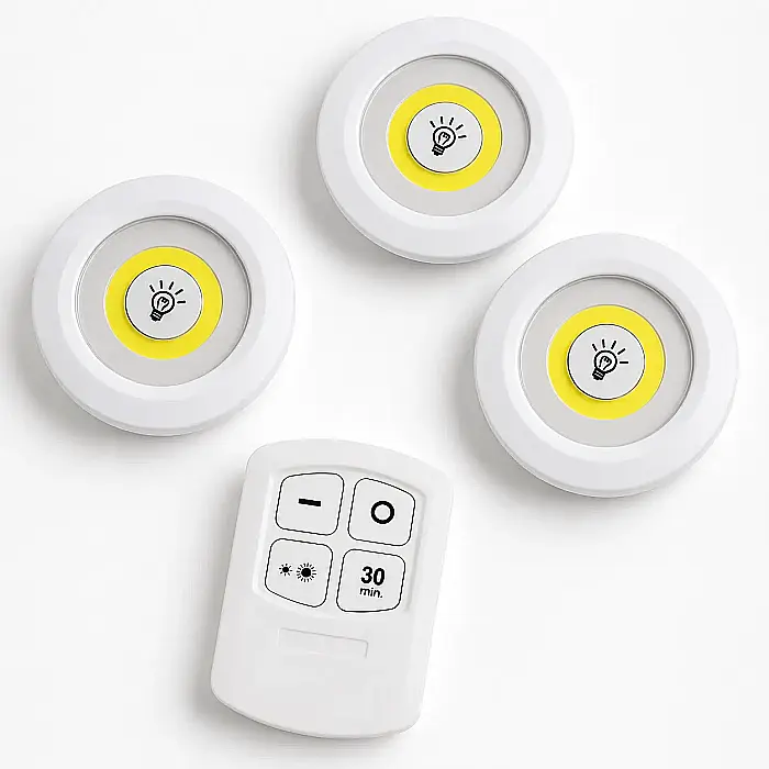 Set 3 Lămpi LED Portabile COB cu Telecomandă, 3W, pentru Dulapuri, Holuri, Garaje și Camping [3]