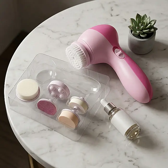 Perie Multifuncțională Electrică pentru Curățare Ten – 5 Capete Interschimbabile, Sistem de Exfoliere, Masaj Facial și Tonifiere, Design Ergonomic [3]