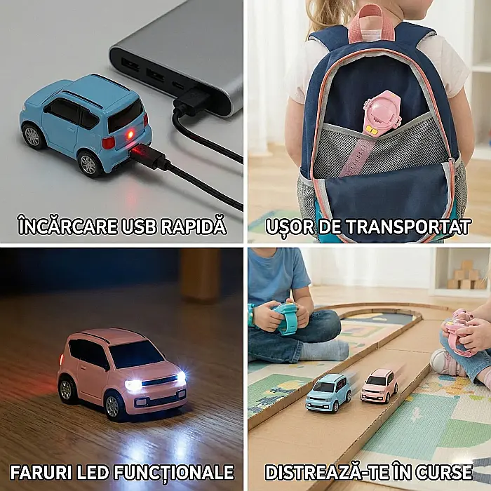Ceas cu Mașină RC – Jucărie Interactivă, Încărcare USB, Rază 30 m, Cadou Perfect pentru Copii [3]