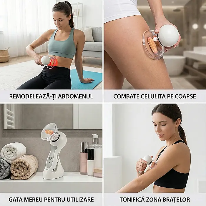 Aparat Masaj Vacuum Anti-Celulită Cehuioss Celluless MD – Terapie Vacuum cu Role Cauciuc și Lumină, Portabil, Putere Variabilă, Acumulator 1000mAh, Pentru Abdomen, Brațe, Șolduri și Picioare [3]