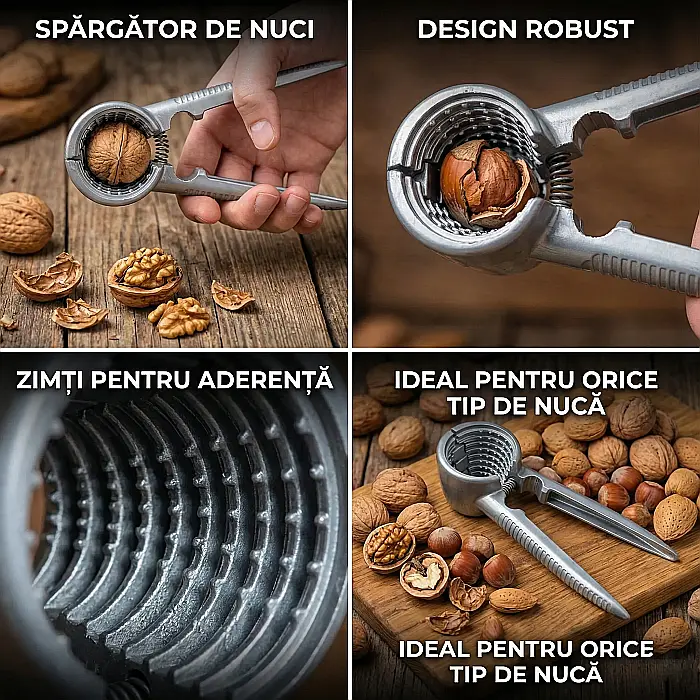 Clește de Spart Nuci din Aluminiu – Design Tip Pâlnie cu Țepi pentru Spargere Ușoară, Rezistent la Șocuri și Coroziune, 19 cm, Multifuncțional pentru Nuci, Sticle de Șampanie și Capace Strânse [3]