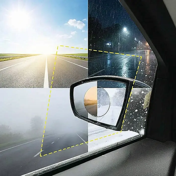 Set 4 Folii Auto (2 Oglindă + 2 Geam) – Protecție Anti-Picături, Anti-Ceață și Anti-Aburire, Vizibilitate HD pe Ploaie și Vreme Umidă, Instalare Rapidă [4]
