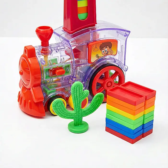Set Trenuleț Electric cu 60 Piese Domino: Joc Interactiv, Educativ și Creativ cu Lumini și Sunete [4]