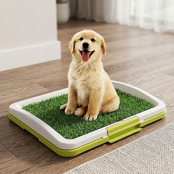 Toaletă cu Iarbă Artificială pentru Câini și Pisici – Puppy Potty Pad, Sistem cu 3 Straturi, Tavă Colectoare, Iarbă Antibacteriană, 47x34x5 cm [3]