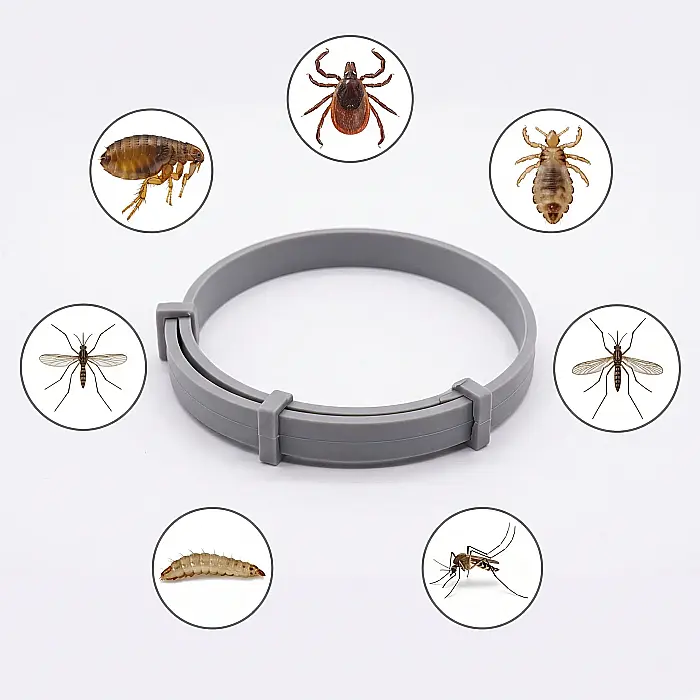 Zgardă Antiparazitară LittleDomi pentru Câini și Pisici - 62x1 cm, Protecție Naturală cu Uleiuri Esențiale, 8 Luni de Eficiență, Rezistentă la Apă, Fără Alergeni, Gri [3]