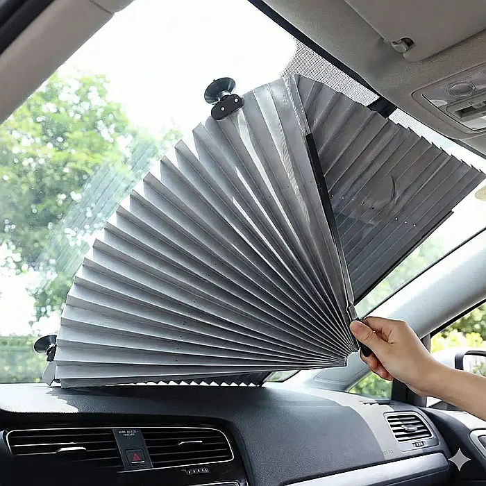 Parasolar Auto Retractabil Tip Copertină – Protecție UV 99%, Dimensiuni Ajustabile, Design Reflectorizant și Compatibil Universal [2]