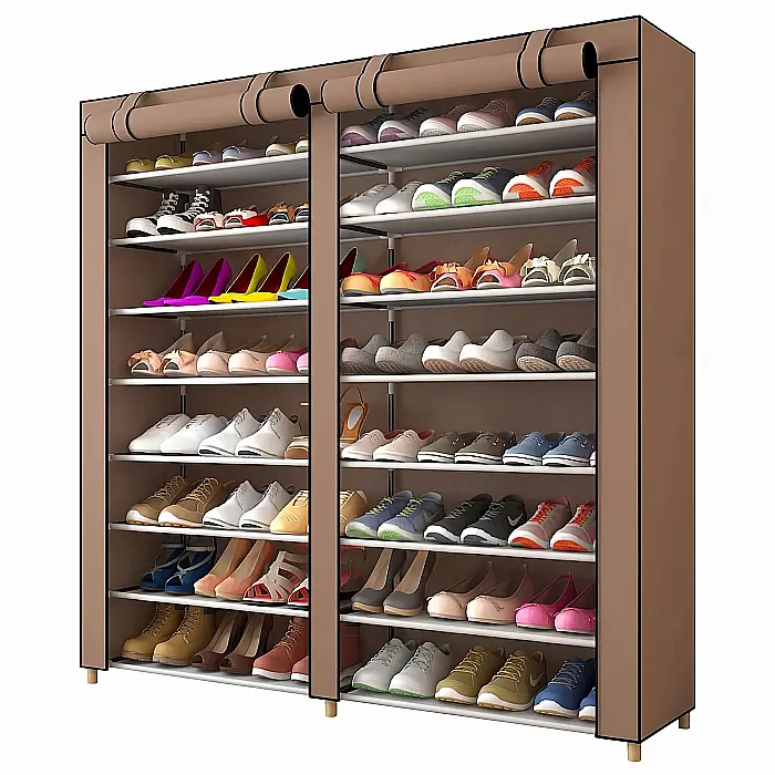 Husă Depozitare Pantofi 12 Rafturi cu Fermoar – Husa Textilă Ermetică, Organizator Hol și Dormitor, Protecție Anti-Praf, Dimensiuni 118 x 30 x 120 cm [3]