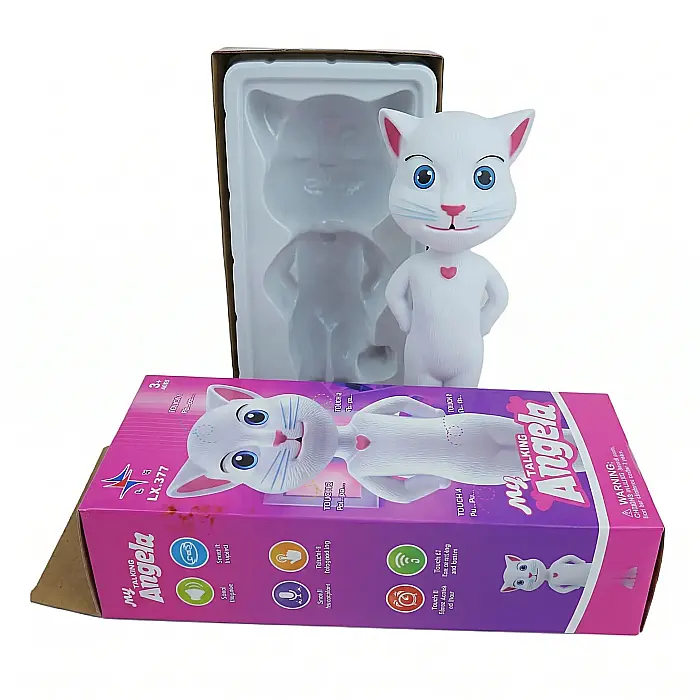 Jucărie Interactivă Talking Angela Cat – Pisică Vorbitoare cu Funcție de Repetare, Senzori Tactili și Sunete Amuzante, Cadou pentru Copii peste 3 Ani, 30 cm [3]