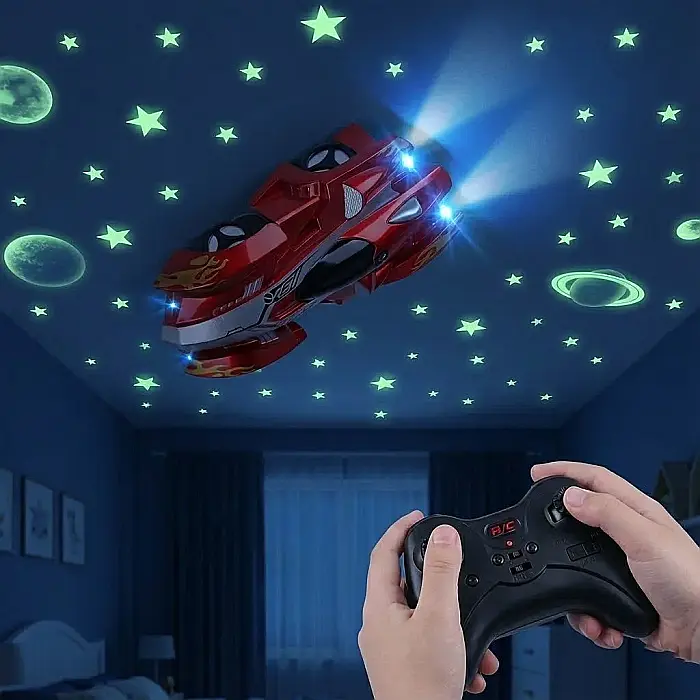 Mașină RC Wall Climber cu Telecomandă – Funcție Vacuum pentru Perete și Tavan, Sfidează Gravitația, Reîncărcabilă USB, Control 10 m și Design Aerodinamic: Adrenalina Cursei pe Verticală pentru Copii E [3]