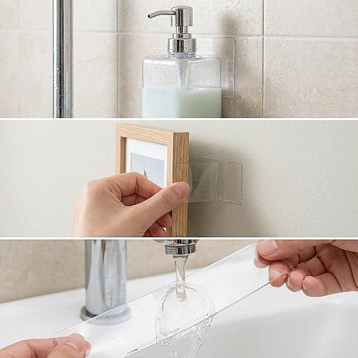 Banda Dublu Adezivă Transparentă din Silicon, 20mm x 3m – Reutilizabilă, Flexibilă, Fără Urme [3]