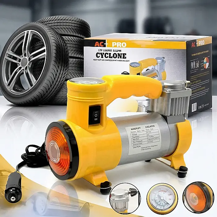 Compresor Auto Profesional Cyclone – 12V, Debit 35 L/min, Presiune Maximă 150 PSI, Manometru Incorporat, Carcasă Metalică Robustă, Ideal pentru SUV, 4x4 și Microbuze [3]