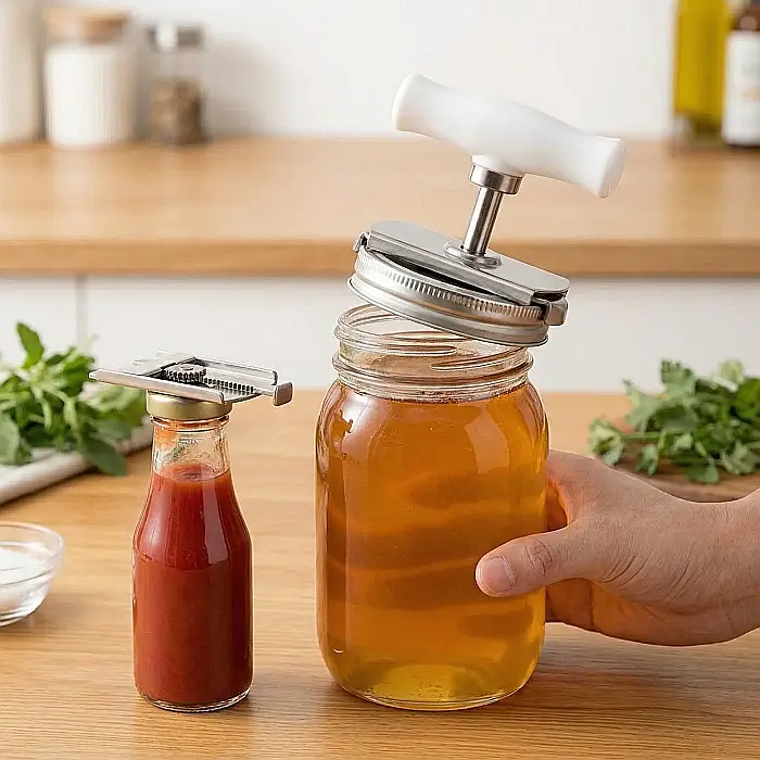 Deschizător Borcane cu Mâner din Oțel Inoxidabil – Reglabil pentru Capace 25–100 mm, Design Ergonomic, Rezistent și Anti-Coroziune, Ideal pentru Orice Bucătărie [3]