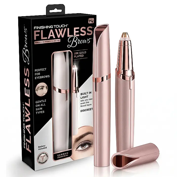 Epilator Sprâncene Flawless Brows – Hipoalergenic, Fără Durere, Cu Cap Mobil, Funcționare pe Baterie AAA, Ideal pentru Conturare și Îndepărtarea Firelor de Păr Faciale [2]