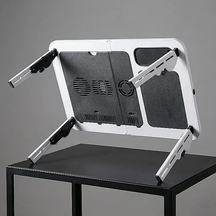 Masă Laptop Multifuncțională E-Table – Picioare Reglabile, 2 Ventilatoare Silențioase, Suport Pahar și Mousepad Integrat, Compatibilă Laptopuri 15.4 inch, Sarcină Maximă 20 kg [3]