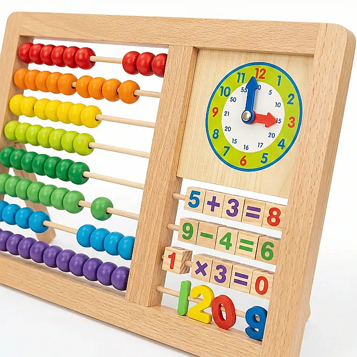 Tabla Desen Multifuncțională pentru Copii – Set Educativ cu Tabla Neagră și Magnetică, Abac, Ceas cu Limbi Mobile și Hexagoane Matematice [3]
