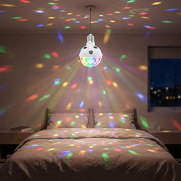 Bec LED E27 Rotativ cu Lumină Ambientală RGB – 6W, Schimbare Culoare, Control Ușor, Iluminat Decorativ pentru Interior [4]