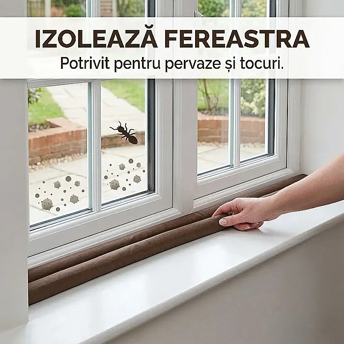 Opritor Izolator pentru Ușă și Fereastră – Bandă Anticurrent Universală, Dublă Izolație Termică 85x12 cm, Diametru 3 cm, Set cu 2 Bureți, Montaj Rapid, Reducere Zgomot și Pierderi de Căldură [4]