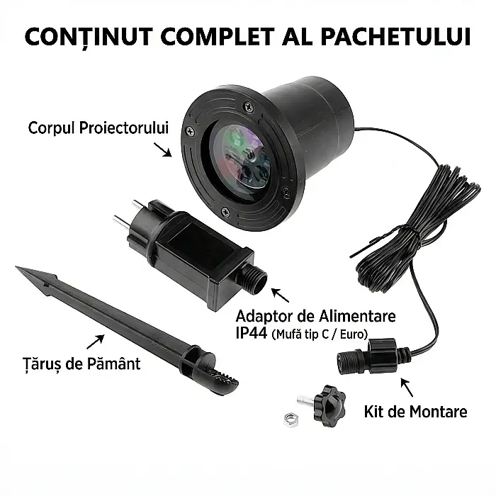 Proiector Laser Fulgi de Zăpadă – Iluminat LED Rezistent la Apă, Decor Exterior și Interior pentru Crăciun și Sărbători, Efect de Mișcare, Plug & Play [3]