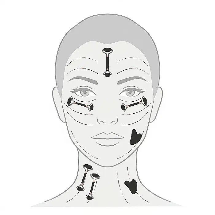 Set Rola de Masaj Facial cu Piatră Gua Sha din Jad Negru – Lifting Natural, Drenaj Limfatic și Relaxare Facială, Piatră Naturală, Efect Anti-Aging, Cutie Elegantă inclusă [3]