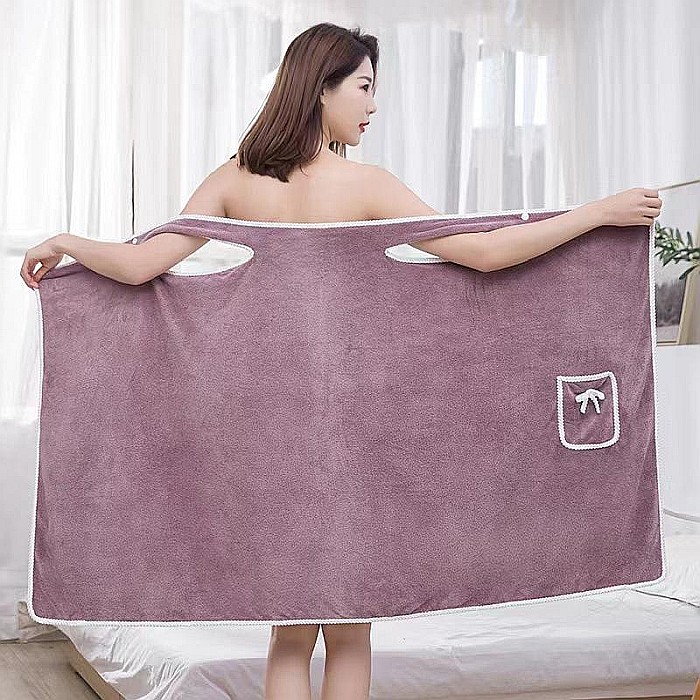 Prosop tip halat de baie pentru femei – kilt pentru saună, microfibră moale cu buzunar, reglabil [3]