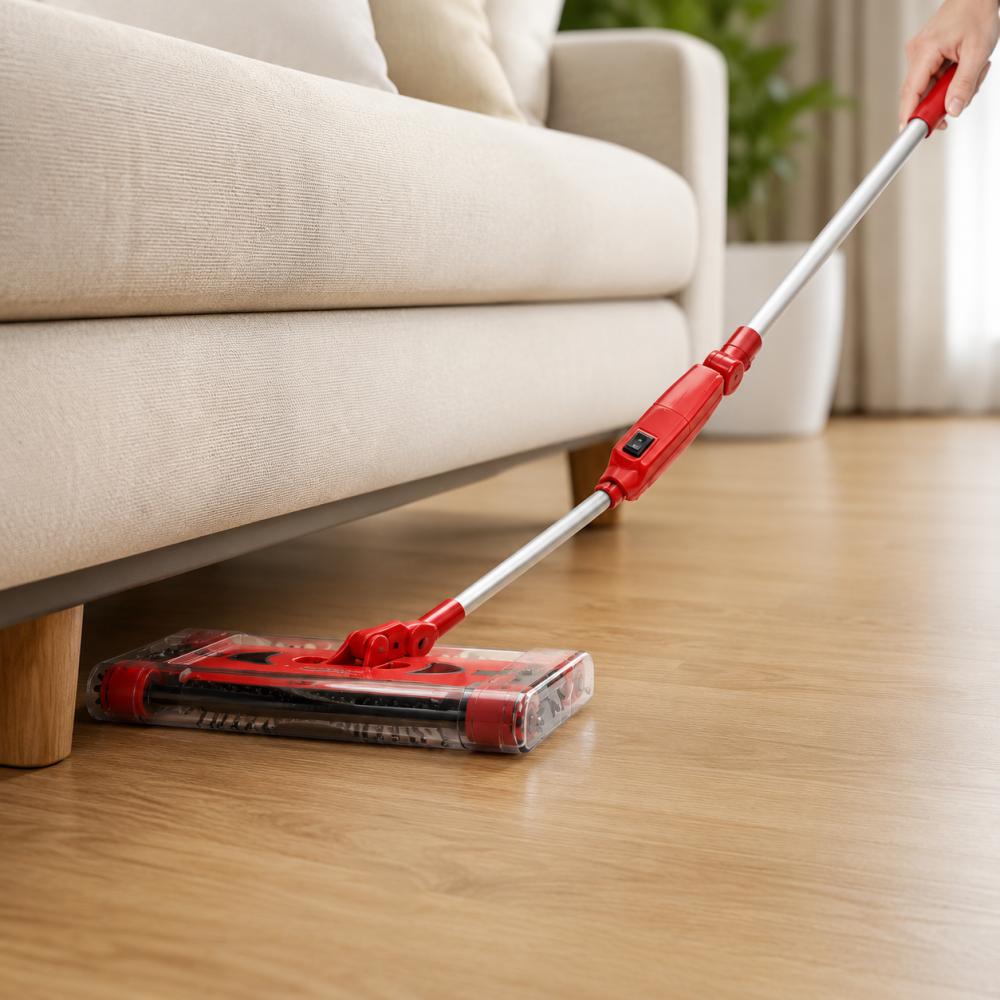 Mătură Rotativă Swivel-Sweeper cu Acumulator - Fără Fir, Rotire 360°, 4 Perii Rotative, Autonomie 45 Min, Curățare Podele și Covoare [4]