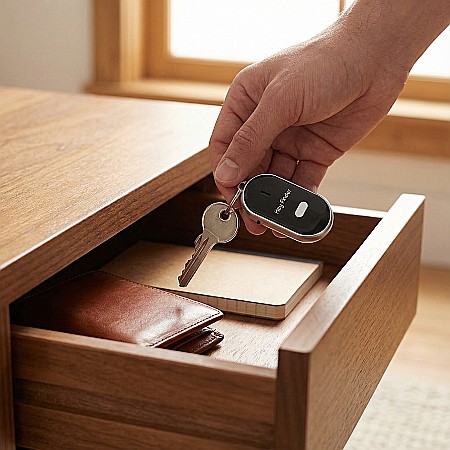 Gadgeturi - Breloc pentru Găsirea Cheilor Pierdute prin Sunet și Fluierat – Cu Lanternă LED Roșie