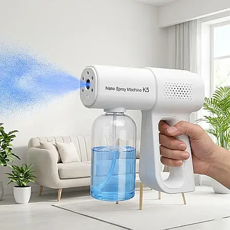 Casă & Grădină - Atomizor Portabil cu Ceață Fină – Pulverizator Electric Reîncărcabil USB, Rezervor 350 ml, Duză Reglabilă, Tehnologie Nano Atomizare și Operare Tactilă: Igienizare Rapidă și Curățare Profesională, Ori