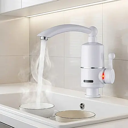 Casă & Grădină - Robinet Electric Instant pentru Încălzirea Apei – Putere 3000W, Debit 1.5–2L/min, Temperatură Reglabilă până la 60°C și Montaj Simplu: Apă Caldă Nelimitată în Doar 3 Secunde, Fără Boiler sau Instalați