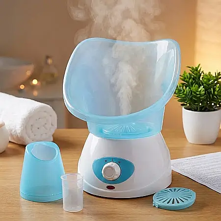 îngrijire feminină - Dispozitiv 2 în 1: Saună Facială și Inhalator UBX – Tehnologie cu Abur, Rezervor 40ml, Indicator LED, 2 Trepte de Putere și Design Ergonomic: SPA Profesional și Tratament Respiratoriu în Confortul Cas
