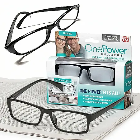 Gadgeturi - Ochelari de Citit One Power - Dioptrii Variabile +2.5 până la +5, Corecție Hipermetropie, Ramă Ovală din Plastic, Lentile Ușoare, Ajustabili pentru Cărți, Calculator și TV, Design Unisex