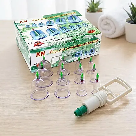 îngrijire feminină - Set Ventuze Medicinale cu Vacuum – 12 Piese + Pompă pentru Terapie Tradițională, Masaj, Relaxare și Detoxifiere: Sănătate prin Vacuum, Ameliorare Dureri și Stimularea Imunității
