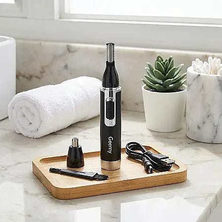 Electronice - Trimmer Nas și Urechi 2în1 Geemy GM-3106 cu Acumulator – Aparat de Tuns Păr Inestetic, 2 Capete Interschimbabile, Autonomie 50 Minute și Încărcare 220V: Precizie, Confort și un Look Îngrijit în Fiecar