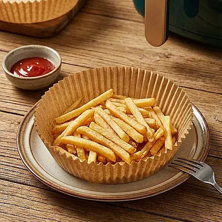 Set 50 Bucăți Hârtie de Copt pentru Friteuză (Air Fryer): Gătit Curat, Fără Lipire și Fără Stresul Curățeniei [2]