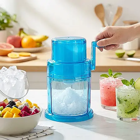 Bucătărie - Răzătoare Manuală pentru Gheață – Zdrobitor Profesional pentru Cocktailuri, Smoothie-uri și Deserturi, Lame din Inox Durabile, Sistem cu Manivelă și Design Compact Portabil: Răcorire Instantanee și Ef