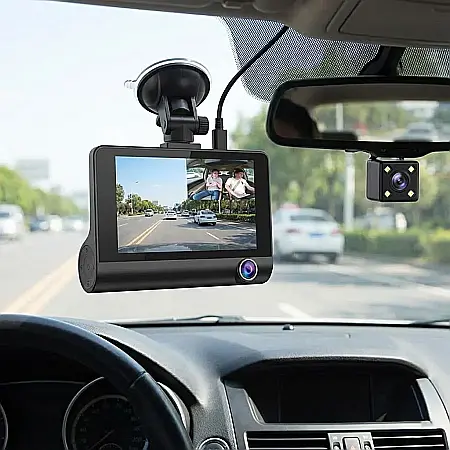 Auto - Camera Video Auto Triplă DVR L300-1 Full-HD – 3 Camere (Față, Spate și Interior), Ecran LCD 4 Inch, Unghi Panoramic 170°, Senzor G și Tehnologie WDR: Monitorizare Totală și Siguranță la 360°