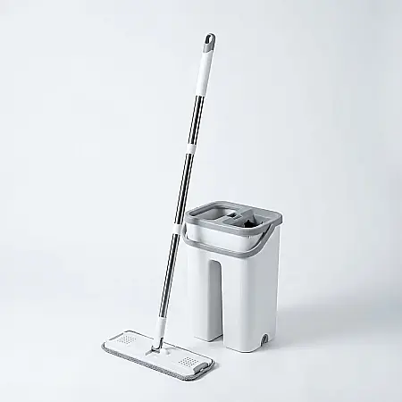 Casă & Grădină - Mop Leexo Scratch Flat cu Două Cuve Separate – Sistem de Autocurățare, 2 Capete Microfibră, Uscare Rapidă și Mâner Segmentabil: Curățenie Impecabilă pe Orice Suprafață