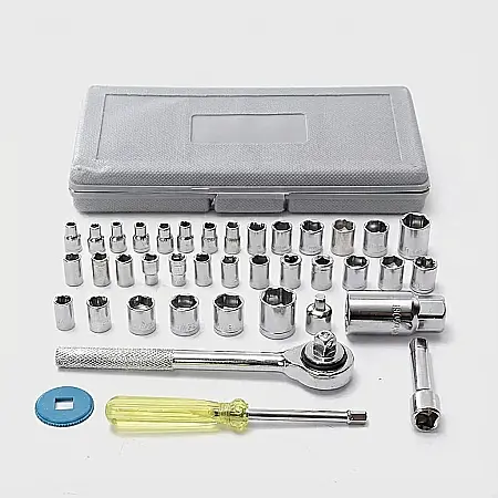 Unelte - Trusă Chei Tubulare Profesională 40 Piese – Clichet Reversibil 3/8", Unități Metric și SAE, Soclu pentru Bujii și Cutie de Depozitare: Precizie și Performanță pentru Mecanică și Bricolaj