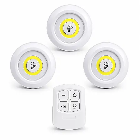 Iluminat - Set 3 Lămpi LED Portabile COB cu Telecomandă, 3W, pentru Dulapuri, Holuri, Garaje și Camping