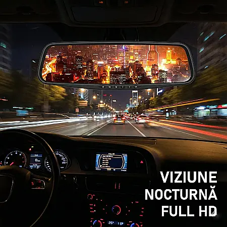 Oglindă Retrovizoare cu Cameră Auto Full HD – Unghi 120°, Senzor Mișcare, LED Noapte, Montaj Peste Oglinda Originală, Alimentare 12V, Compatibilă microSD până la 32GB [4]