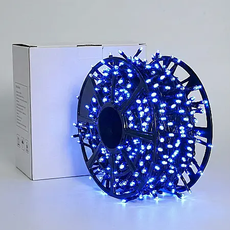 Iluminat - Instalație LED Solară pentru Exterior Premium: 12 m, 100 LED Alb Rece, 8 Moduri Inteligente de Iluminare și Tehnologie Solară Eco-Friendly