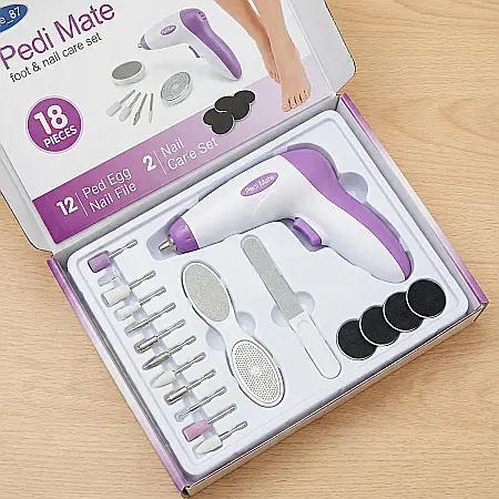 îngrijire feminină - Set Manichiură și Pedichiură Pedi Mate – 18 Accesorii Interschimbabile: Unghii Impecabile și Îngrijire Profesională la Tine Acasă