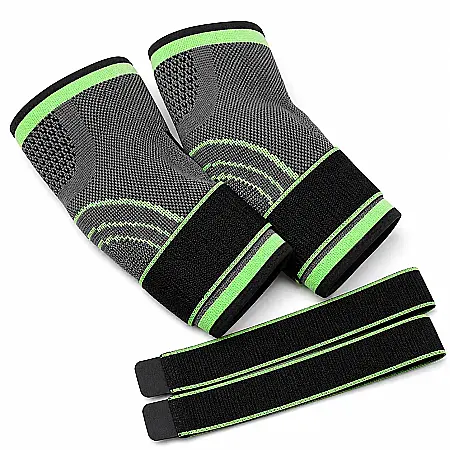 îngrijire feminină - Set 2 Cotiere Elastice Ajustabile cu Bretea de Susținere, Universale, Verde cu Negru