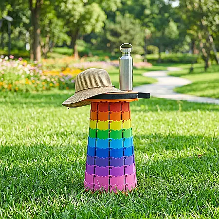 Casă & Grădină - Scaun Rotund Pliabil și Telescopic – Reglabil până la 45,5 cm, Portabil și Ușor (1,2 kg), Rezistență 100 kg, Material PA66, Ideal pentru Camping, Pescuit și Grădină